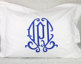 Set of 2 Monogrammed  Shams / 100% Cotton / Embroidered Pillow Shams / Wedding gift / Personalized Shams / Bridal Shower Gift