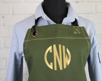 Monogrammed Embroidered Apron / Canvas Apron / Denim Apron / Grill Apron / Barista Apron / Cafe Apron / Garden Apron / Fathers Gift