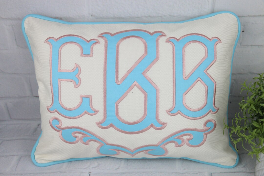 Applique Monogram Pillow Cover / Personalized Pillow Cover / Etsy