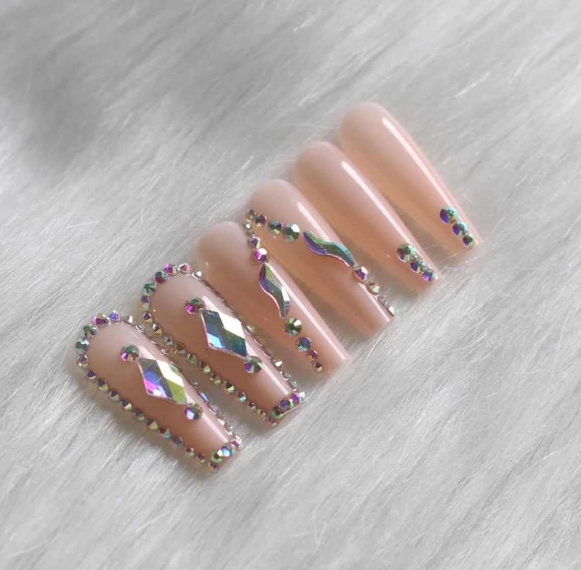 Luxury Crystal Diamond Press On Nails | Etsy