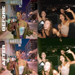 Pode incluir: Uma imagem dividida mostrando um grupo de amigos se divertindo &agrave; noite. A metade superior da imagem mostra os amigos em um ambiente mais natural, enquanto a metade inferior da imagem mostra os amigos com um filtro vintage aplicado. A imagem &eacute; um &oacute;timo exemplo de como usar um filtro vintage para criar um visual &uacute;nico e nost&aacute;lgico.