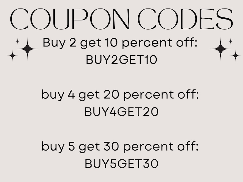 Pode incluir: Um gr&aacute;fico com o texto "COUPON CODES" em texto preto. O gr&aacute;fico lista tr&ecirc;s c&oacute;digos de cupom: "BUY2GET10", "BUY4GET20" e "BUY5GET30".