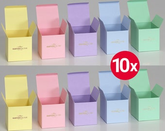 10 x charmante boîte pliante « pastel », (5x 2), coffret cadeau, boîte en carton, emballage, emballage cadeau, réutilisable, recyclable