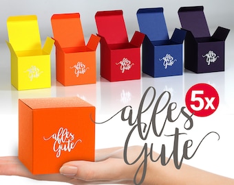 5 x charming folding box "all the best", gift box, carton box, packaging, gift packaging, reusable, recyclable