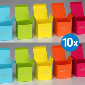 10 x encantadora caja plegable "feliz", (5x 2), caja de regalo, caja de cartón, embalaje, embalaje de regalo, reutilizable, reciclable