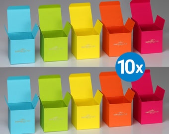 10 x enchanting folding box "happy", (5x 2), gift box, cardboard box, packaging, gift packaging, reusable, recyclable