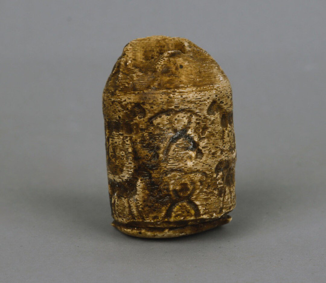古代バクトリア 石製『人獣戦い』円筒印章シリンダーシール 印材 提げ物 装飾品 バビロニア 円筒形印章 シリンダーシール