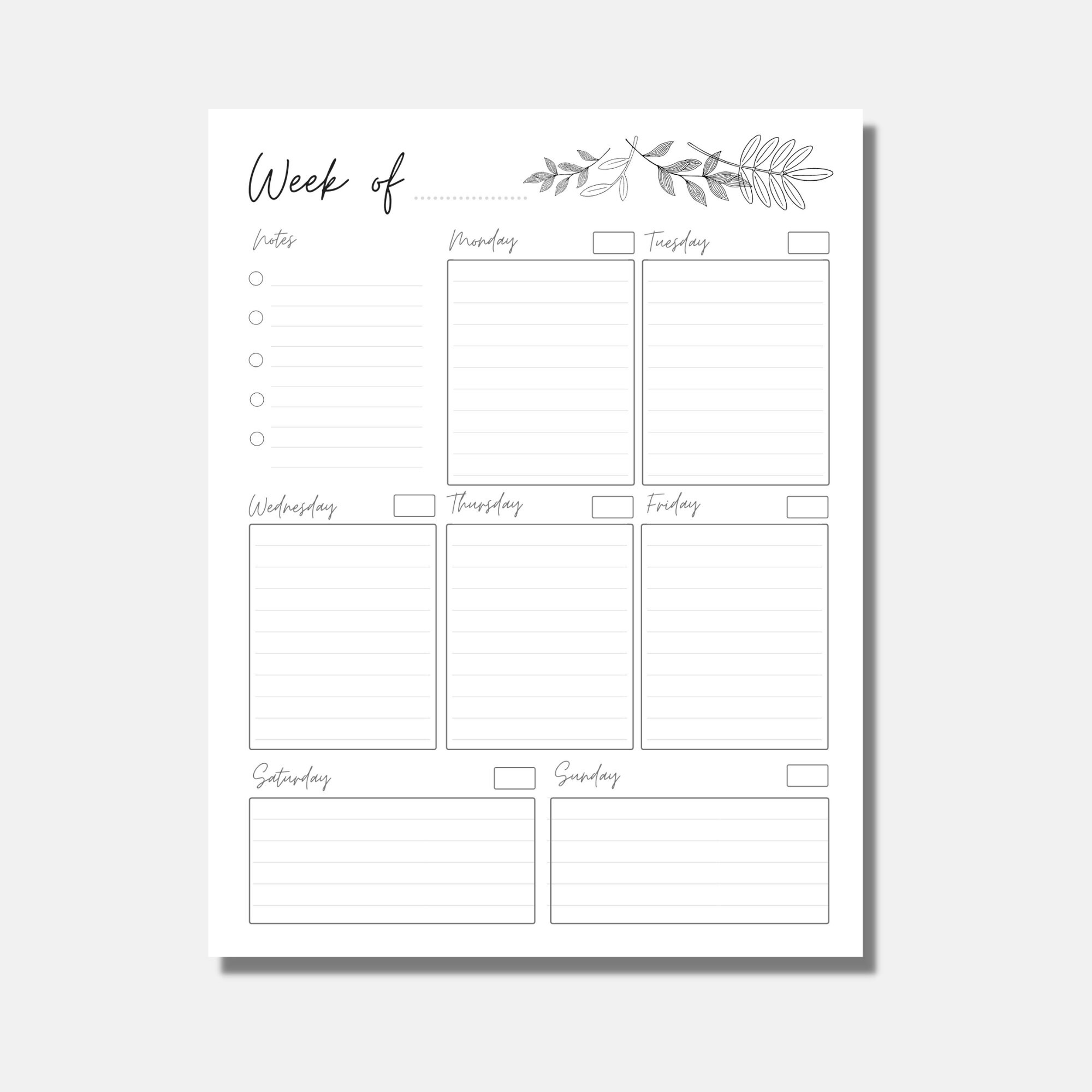 Weekly Planner Printable to Do List Vertical Etsy