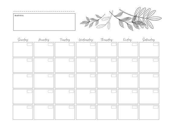 Monthly Calendar Printable Individual Planner - Etsy