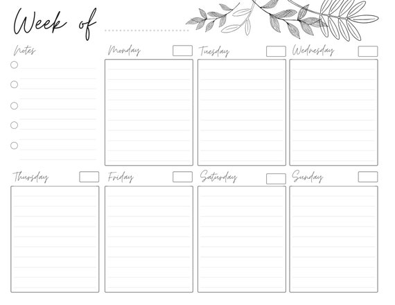 Weekly Planner Printable To Do List Etsy Canada