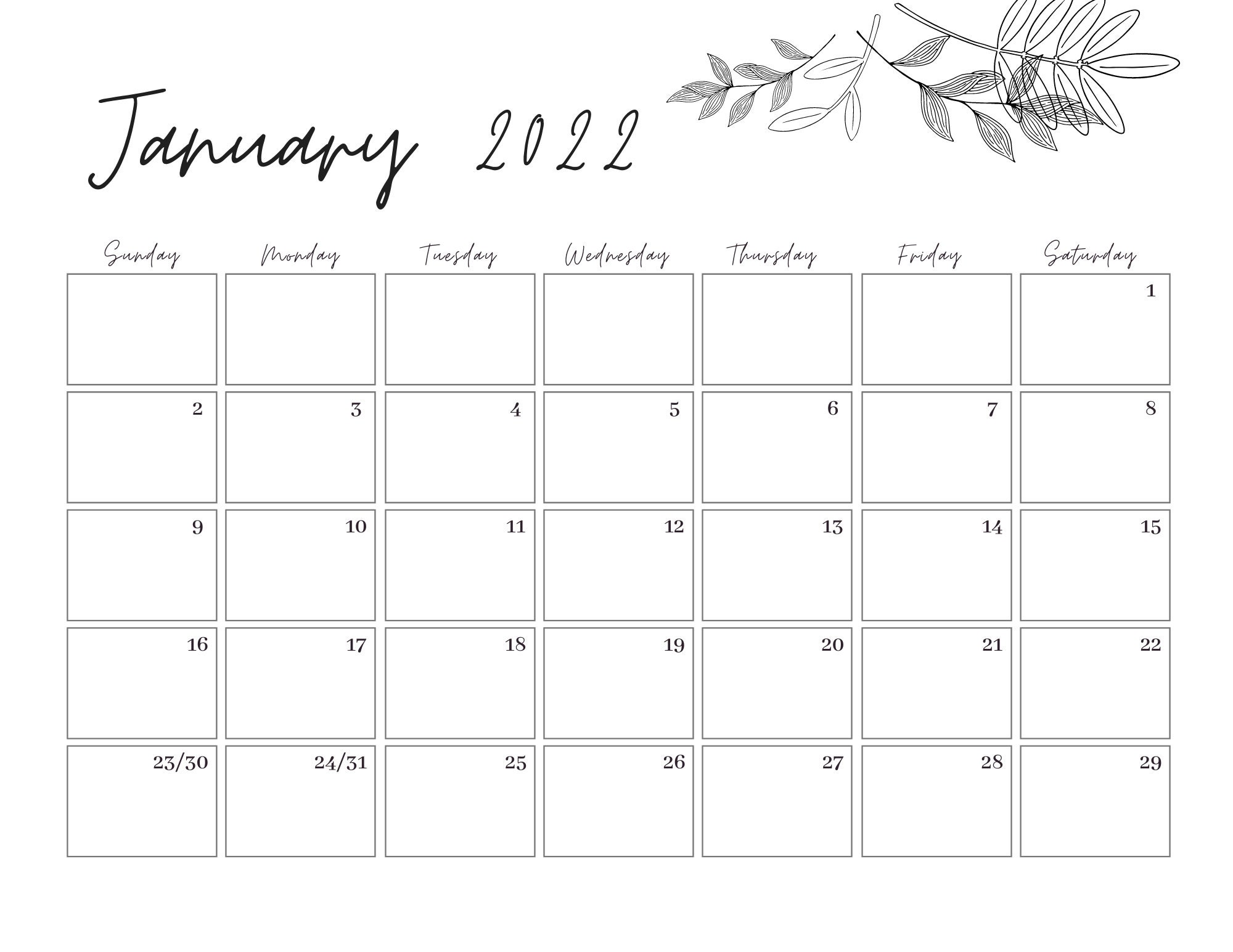 2022 monthly calendar landscape printable calendar template etsy
