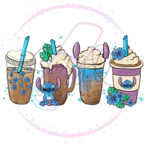 Stitch Latte Image Transfers, Disney Stitch Iron on Prints,  Stitch HTV, Stitch Family Shirts, Disney Shirts, Stitch Latte prints