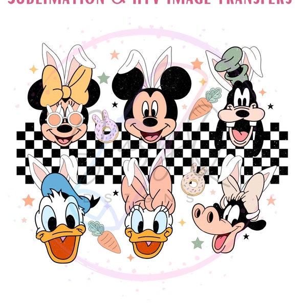 Mickey and Friends Easter Image Transfers, Disney Easter Iron on Prints, Mickey and Friends Eco Solvent HTV Prints