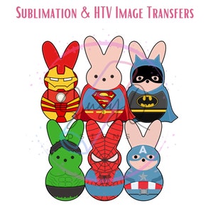 Superhero Easter Image Transfers, Superhero Iron on Prints, Easter Superhero HTV Prints, Hulk Easter Iron ons, Spiderman easter