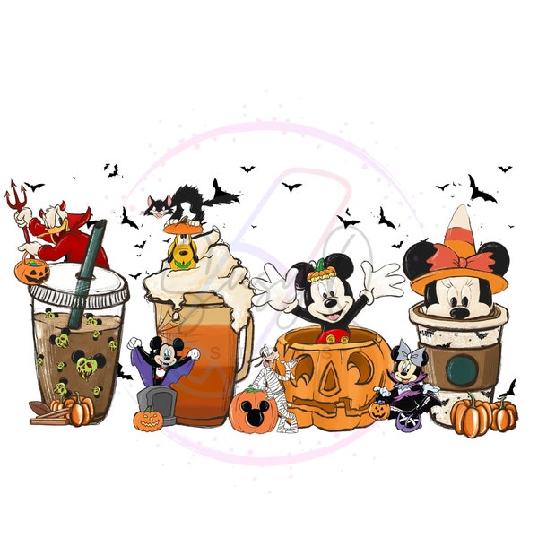 Ready to Press Spooky Mouse Friends  Latte HTV and Sublimation Image Transfer, Halloween Transfers, Family Vacation Prints