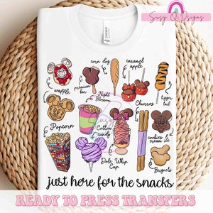 Just Here For The Snacks Image Transfers, Snacking Around the World Sublimation Prints, Disney Epcot HTV Prints
