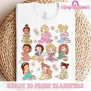 Disney Baby Princesses HTV and Sublimation Image Transfers, Princess Iron on Prints, Princess Sublimation Prints