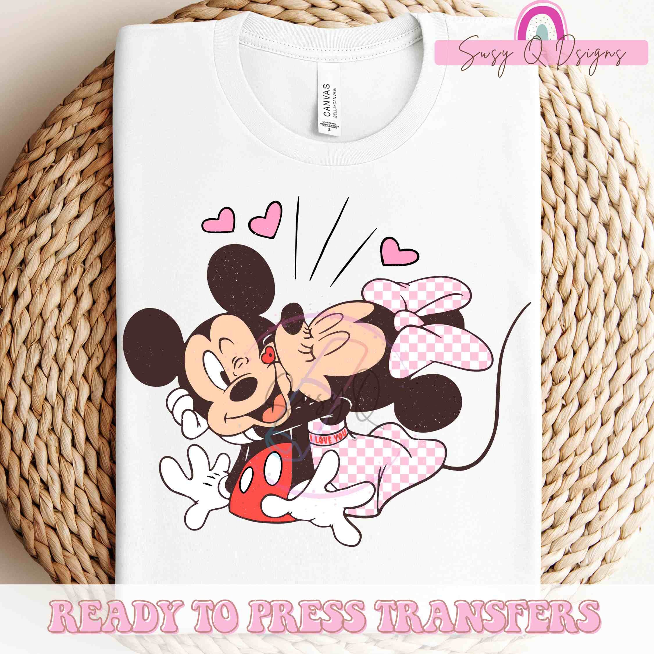 Mickey and Minnie Mouse Happy Valentine's Day Iron On Transfer #9