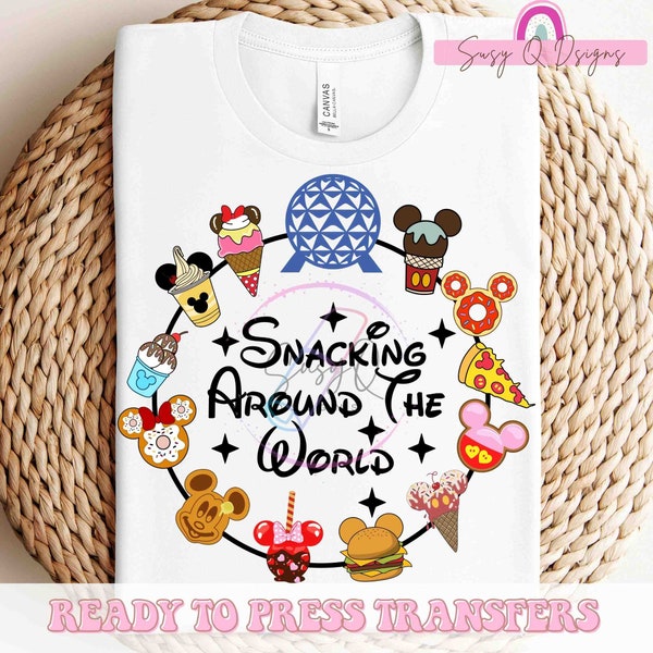 Snacking Around The World Image Transfers, Snacking Around the World Sublimation Prints, Disney Epcot HTV Prints