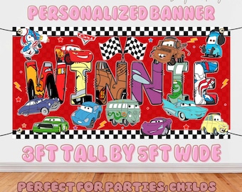 Cars Personalized Banner, Cars Birthday Banner, Personalized Cars Banner