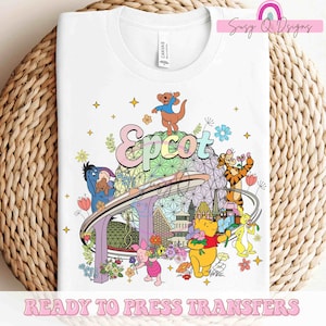 Pooh and Friends Epcot HTV and Sublimation Image Transfers, Epcot Sublimation Prints, Disney Epcot HTV Prints