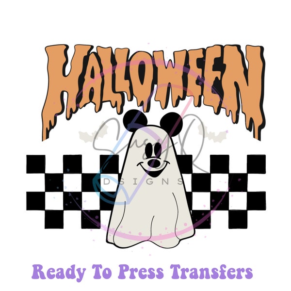 Ready To Press Halloween Cute Ghost HTV and Sublimation Image Transfer, Halloween Transfers, Family Vacation Prints