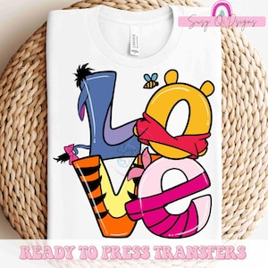 Pooh Love Transfers, Pooh Decals, Pooh HTV Prints, Pooh Ready to Press Transfers, Pooh Sublimation Prints