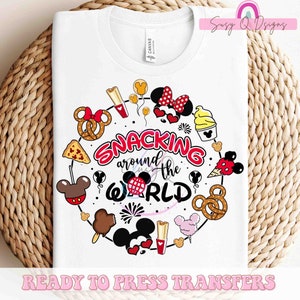 Snacking Around The World Image Transfers, Snacking Around the World Sublimation Prints, Disney Epcot HTV Prints