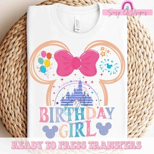 Disney Birthday Girl Image Transfers, Disney Birthday Iron on Prints, Disney Birthday Eco Solvent HTV Prints