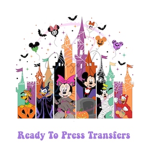 Ready to Press Spooky Mouse Friends HTV and Sublimation Image Transfer, Halloween Transfers, Family Vacation Prints