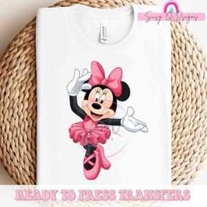 Ballerina Minnie Image Transfers, Disney Minnie Iron on Prints, Minnie Eco Solvent HTV Prints