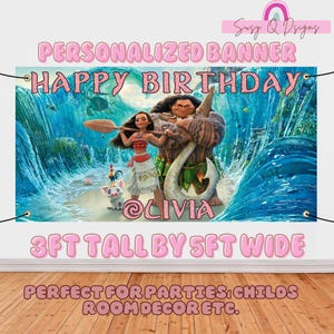 Moana Personalized Backdrop , Moana Birthday Banner, Personalized Moana Banner, Moana Party Backdrop