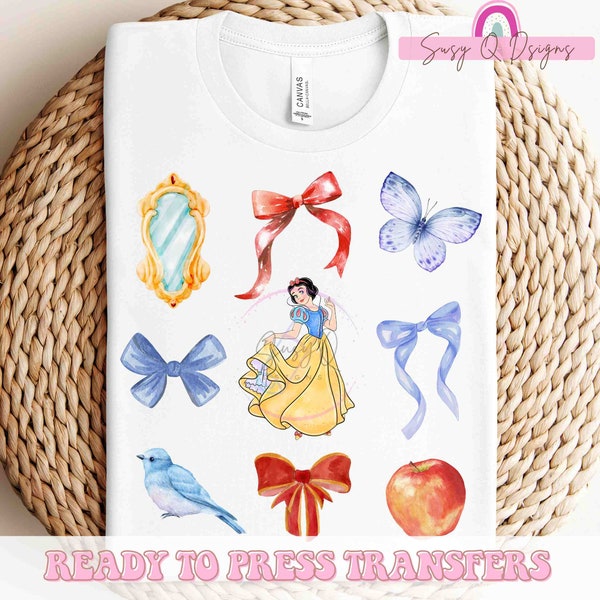 Snow White Image Transfers, Disney Trip Sublimation Prints, Disney Vacation Eco Solvent HTV Prints, Rapunzel Iron on, Snow White HTV