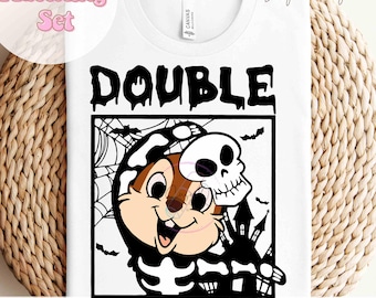 Chip Dale Double Trouble Halloween HTV y transferencia de imágenes por sublimación, transferencias de Halloween, impresiones de vacaciones familiares