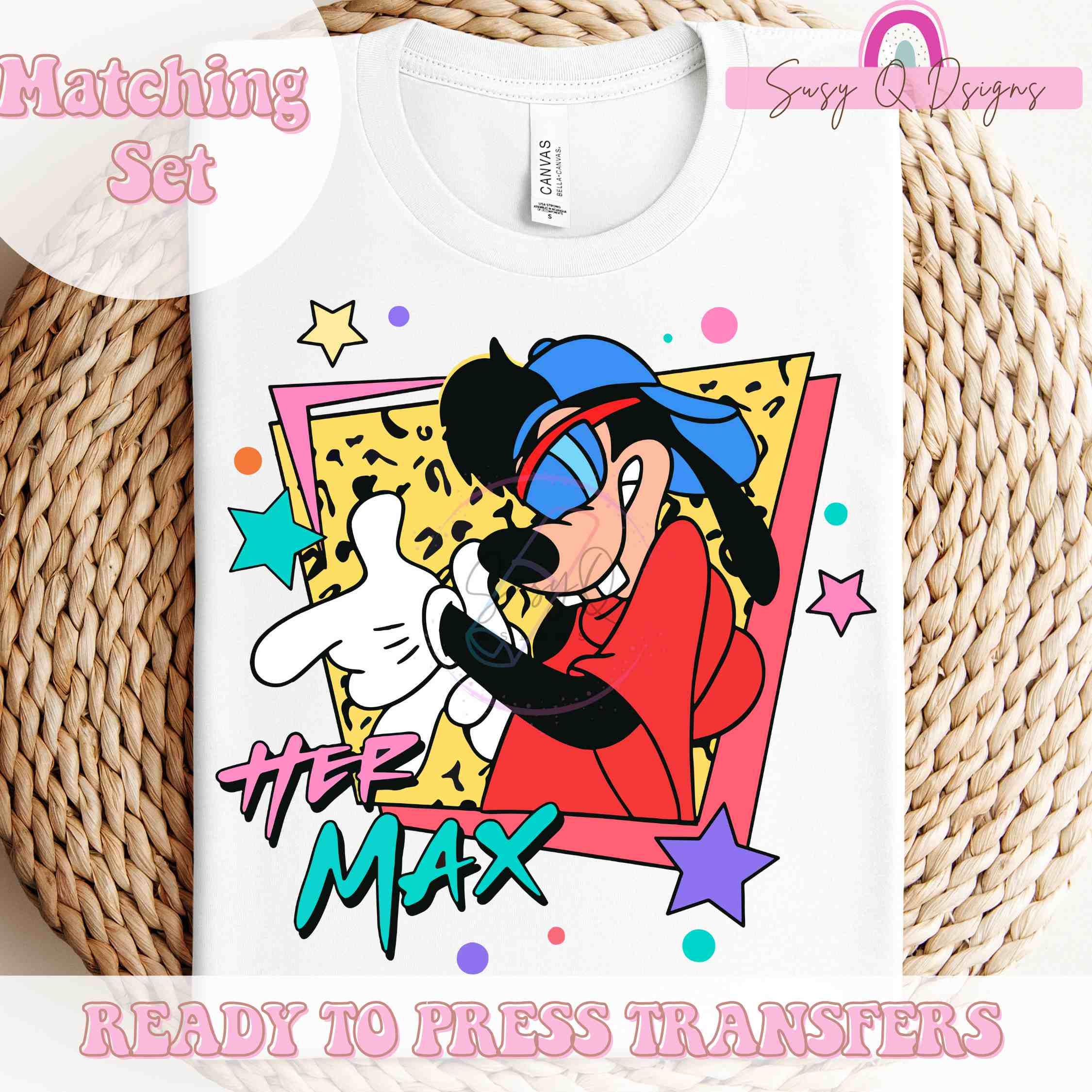 Her Max His Roxanne Image Transfers, Disney Family Vacation Sublimation Prints, Disney Eco Solvent HTV Prints