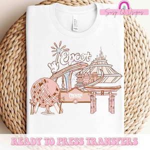 Retro Epcot Vacation Image Transfers, Epcot Sublimation Prints, Epcot HTV Prints, World Travelers Iron On