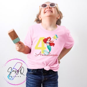 Littler Mermaid Birthday Shirt, little girl cute birthday shirts, simply cute birthday shirt, little mermaid designs