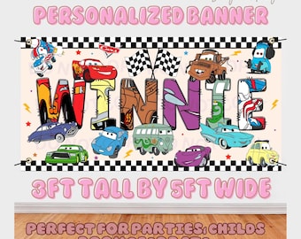 Cars Personalized Banner, Cars Birthday Banner, Personalized Cars Banner