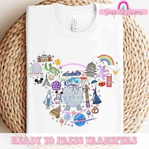 Epcot Vacation Image Transfers, Epcot Sublimation Prints, Epcot HTV Prints, World Travelers Iron On