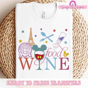 Epcot Food Wine Vacation Image Transfers, Epcot Sublimation Prints, Epcot HTV Prints, World Travelers Iron On