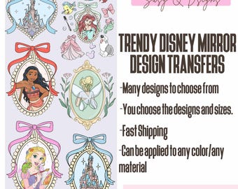 Princess Mirror Designs Image Transfers, Princess Iron on Prints, Princess Sublimation Prints, Princess HTV Prints