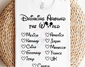 Drinking Around The World Image Transfers, Drinking Around the World Sublimation Prints, Disney Epcot HTV Prints