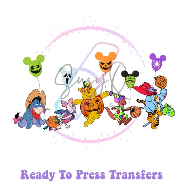 Ready to Press Spooky Friends HTV and Sublimation Image Transfer, Halloween Transfers, Family Vacation Prints