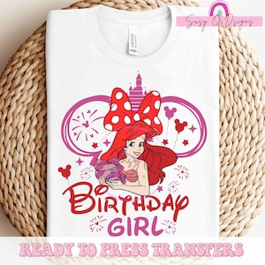 Ariel Birthday Girl HTV  and Sublimation Image Transfer, Ariel Birthday Transfers, Family Vacation Prints, Birthday Sublimation