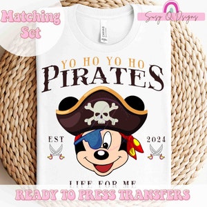 Mickey And Minnie Pirates HTV and Sublimation Image Transfers, Mickey Iron On HTV, Mickey Sublimation Prints, Family Vacation Transfer