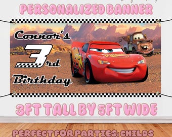 Cars Personalized Backdrop, Cars Personalized Birthday Banner, Personalized Cars Banner