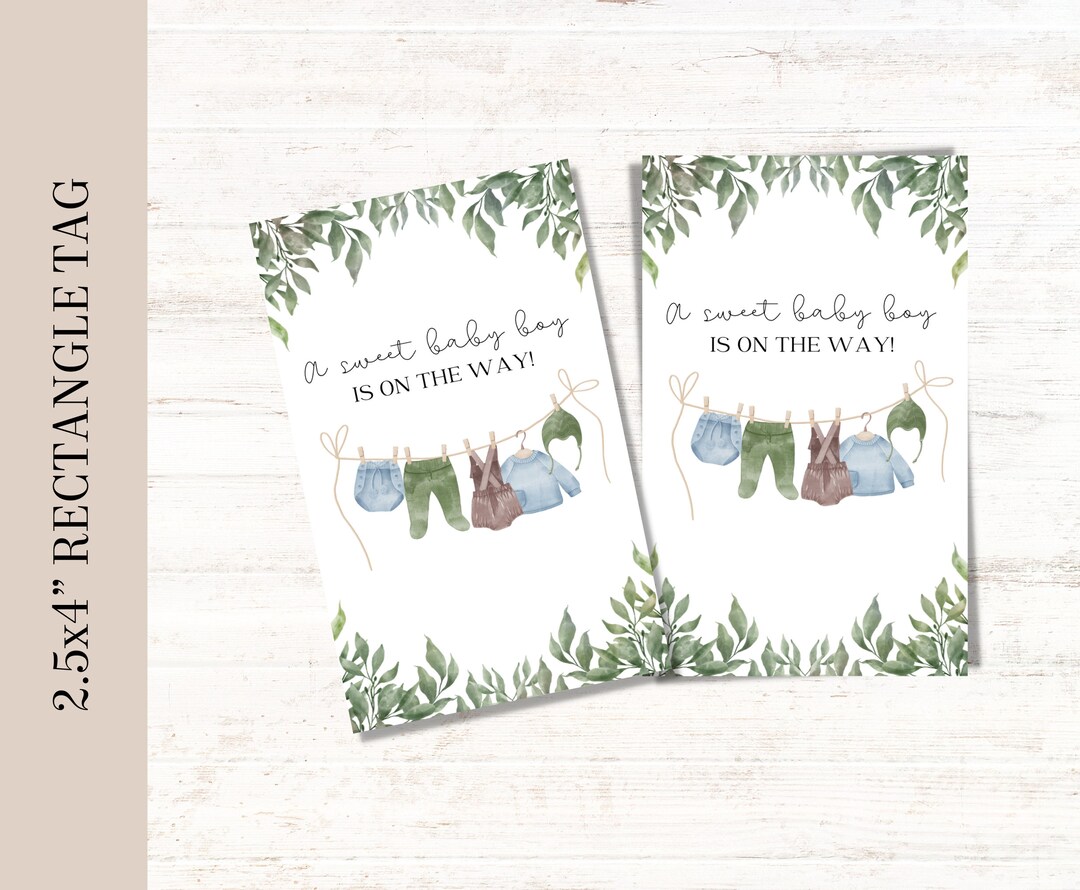 Printable Baby Boy Gift Tag Greenery Baby Shower Theme Baby Shower Gift