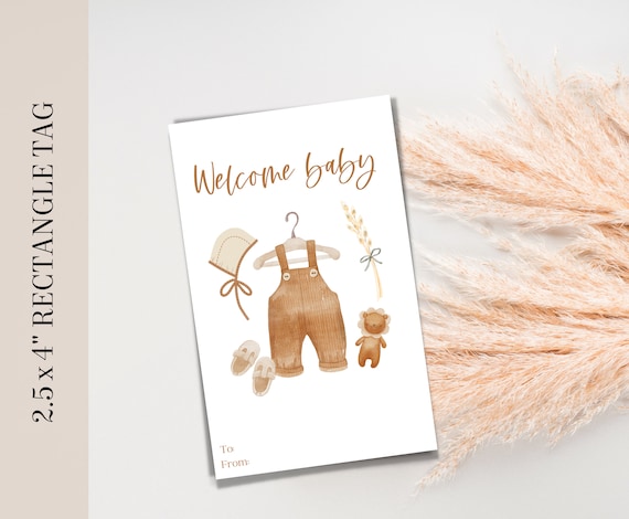 Printable Welcome Baby Gift Tag Baby Shower Gift Tag Boho - Etsy