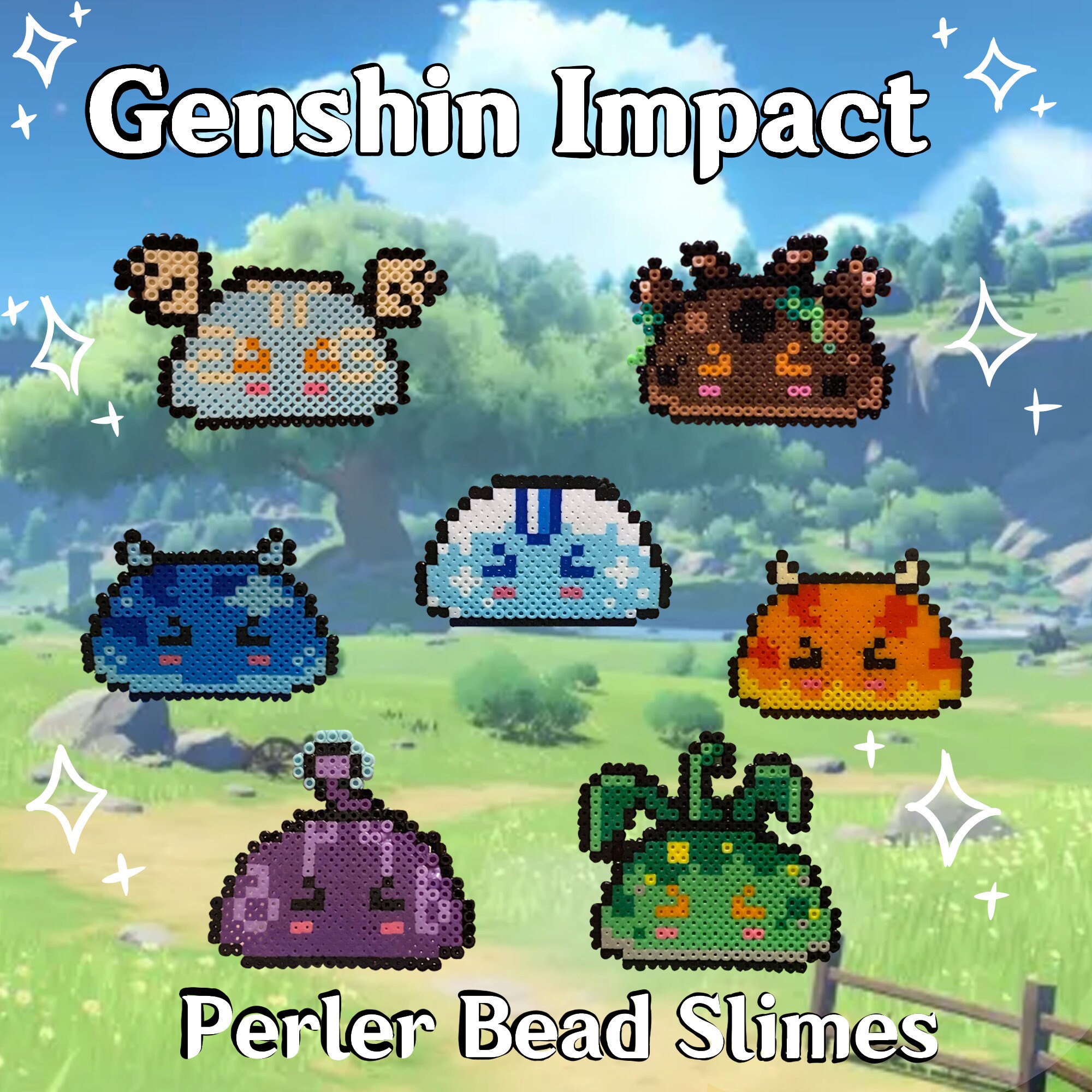 Genshin Impacto Perler Bead Slimes | Etsy