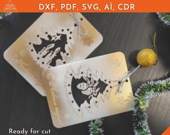 Wooden gıft card,Christmas card,Wood christmas ornaments,secret christmas,Gift Idea,Cnc files,dxf files for cnc,vector files, vector cutting